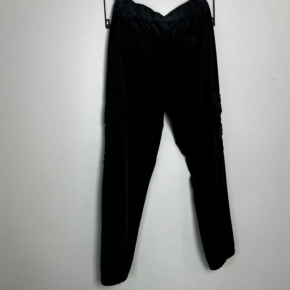 Sanctuary Womens Black‎ Velvet Cargo Joggers Tapered Elastic Waist Pants Small